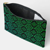 Pochette À Accessoires Motif géométrique vert / Impression indienne (Ouvrir)