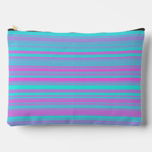 Pochette À Accessoires Motif Grandes Rayures Rose Violet Bleu
