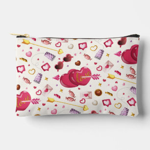 Pochette À Accessoires Motif graphique de cœur rose fantaisiste et de fri