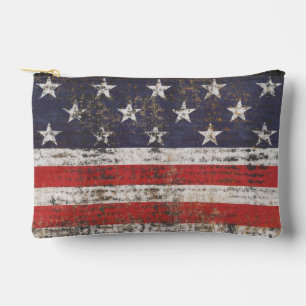 Pochette À Accessoires Motif Grunge Patriotique Étoiles et Bandes