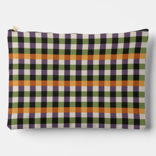 Pochette À Accessoires Motif Halloween vert, violet et noir en vichy