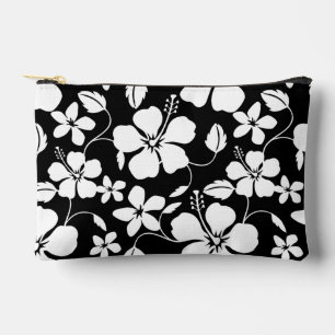 POCHETTE À ACCESSOIRES MOTIF HAWAIIAN HULA (HIBISCUS) EN NOIR