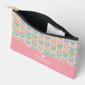 Pochette À Accessoires Motif Herringbone moderne - Or bleu rose (Ouvrir)