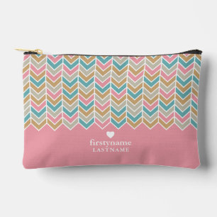 Pochette À Accessoires Motif Herringbone moderne - Or bleu rose