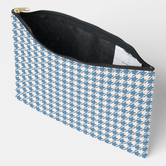 Pochette À Accessoires Motif Houndstooth Blue+Cream (Ouvrir)