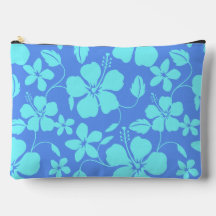 MOTIF HULA HAWAIEN (HIBISCUS) PERVENCHE/TEAL