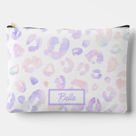 Pochette À Accessoires Motif léopard blanc métallique (Recto)