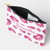 Pochette À Accessoires Motif Lèvres Rose & Blanc (Ouvrir)