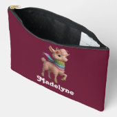 Pochette À Accessoires Motif Llama rose perzonalisé (Ouvrir)