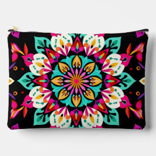 Pochette À Accessoires Motif mandala floral coloré