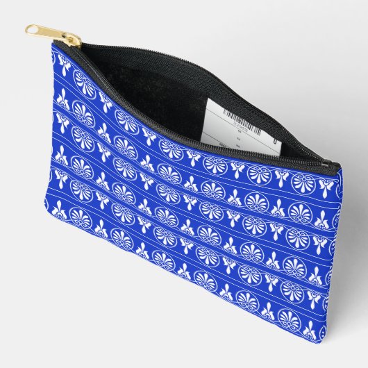 Pochette À Accessoires Motif méditerranéen grec Arabesque bleu (Ouvrir)