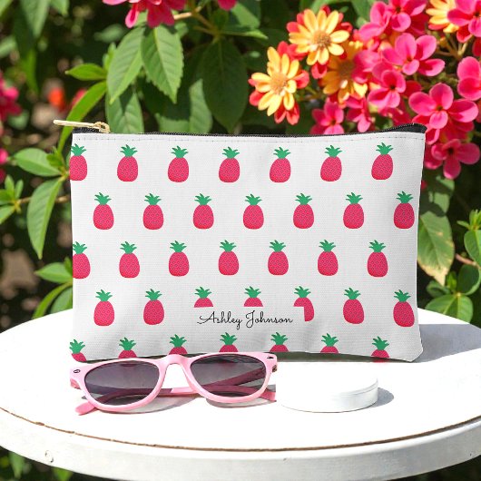 Pochette À Accessoires Motif Mignon Ananas Blanc Rose