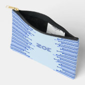 Pochette À Accessoires Motif moderne rayé sur bleu pâle personnalisé (Ouvrir)