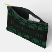 Pochette À Accessoires Motif noir et vert foncé Nom petit (Ouvrir)