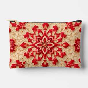 Pochette À Accessoires Motif ornemental élégant rouge et beige