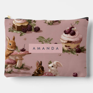 Pochette À Accessoires Motif personnalisé Kawaii Bunny & Berry Cupcake