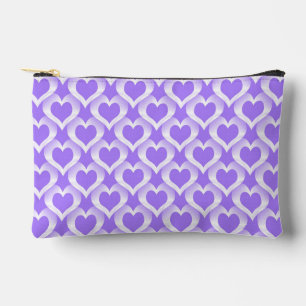 Pochette À Accessoires Motif Petits Cœurs Blancs Violets