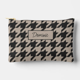Pochette À Accessoires Motif pied-de-poule taupe beige ivoire neutre