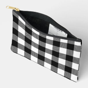 Pochette À Accessoires Motif Plaid Buffalo Noir Et Blanc