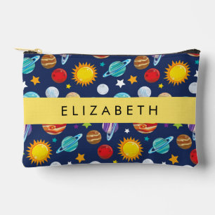 Pochette À Accessoires Motif, Planètes, Étoiles, Cosmos, Votre Nom