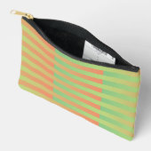 Pochette À Accessoires Motif rayé vert orange petit (Ouvrir)