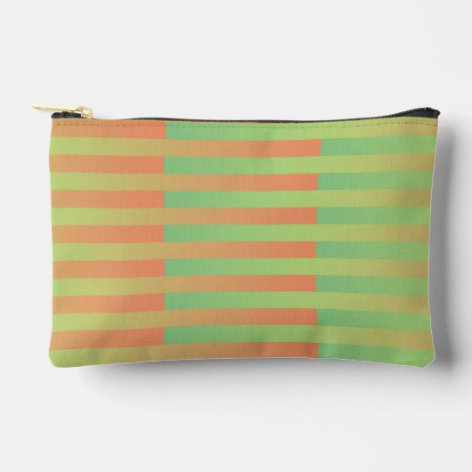 Pochette À Accessoires Motif rayé vert orange petit (Recto)
