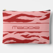 Pochette À Accessoires Motif rayures zèbre rouge et rose (Recto)