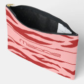 Pochette À Accessoires Motif rayures zèbre rouge et rose (Ouvrir)