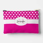 Pochette À Accessoires Motif rétro pois rose chaud Monogramme (Verso)