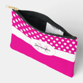 Pochette À Accessoires Motif rétro pois rose chaud Monogramme (Ouvrir)
