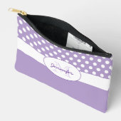 Pochette À Accessoires Motif rétro pois violet blanc (Ouvrir)