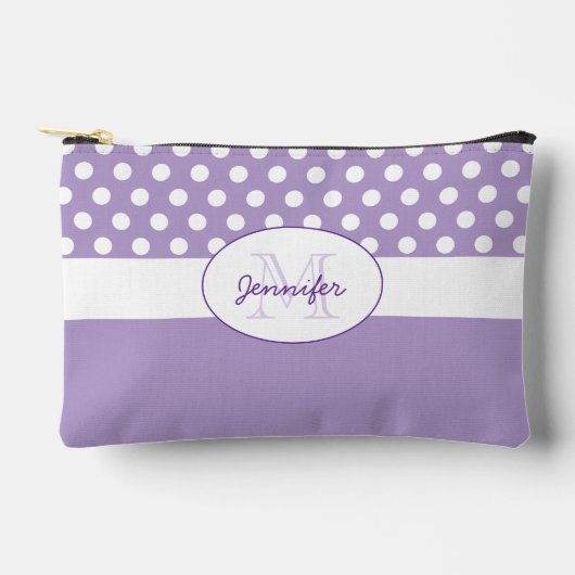 Pochette À Accessoires Motif rétro pois violet blanc (Recto)