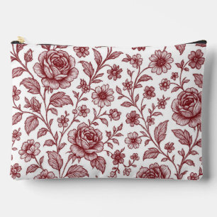 Pochette À Accessoires Motif Rose Vintage rouge foncé