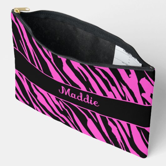 Pochette À Accessoires Motif rose Zebra (Ouvrir)