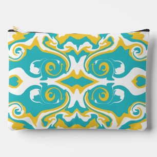 Pochette À Accessoires Motif torride en Turquoise et Jaune