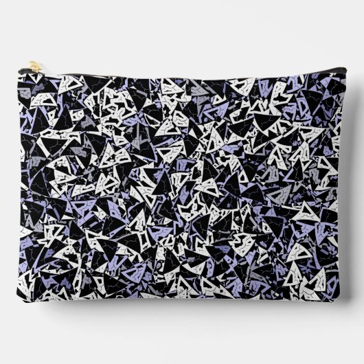 Pochette À Accessoires Motif Triangle Noir Violet Grand (Recto)
