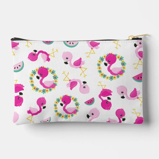 Pochette À Accessoires Motif tropical, Flamants roses, pastèques, Fleurs (Verso)