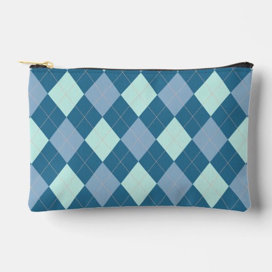 Pochette À Accessoires Motif vintage Argyle bleu (Recto)