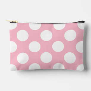 Pochette À Accessoires Motif Vintage Gros Points Blancs Rose Pâle