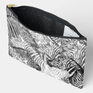 Pochette À Accessoires Motif zèbre abstrait noir et blanc