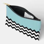 Pochette À Accessoires Motif Zigzag noir et blanc, Chevron, Bleu (Ouvrir)