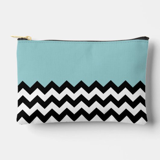 Pochette À Accessoires Motif Zigzag noir et blanc, Chevron, Bleu (Recto)