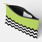Pochette À Accessoires Motif Zigzag noir et blanc, Chevron, Vert (Ouvrir)