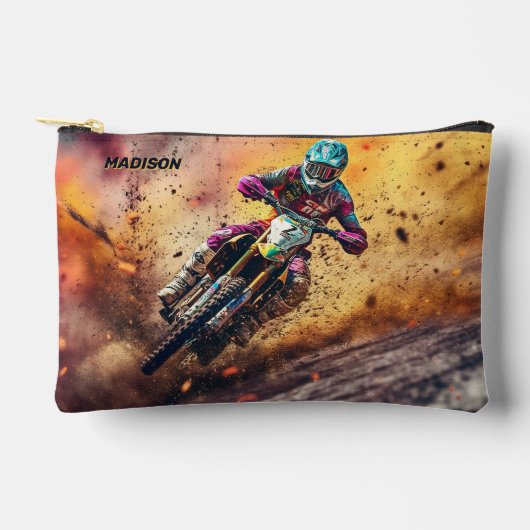 Pochette À Accessoires Motocross de nom personnalisé (Recto)