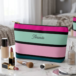 Pochette À Accessoires Multicolore rayé noir tendance chic