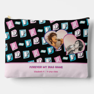 Pochette À Accessoires musique K-pop hallyu fan noir bleu rose deux photo