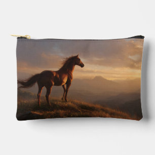 Pochette À Accessoires Mustang sauvage à regarder le coucher du soleil
