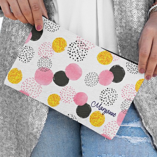 Pochette À Accessoires Name, Cute Chic Abstract Pattern Black Pink Gold