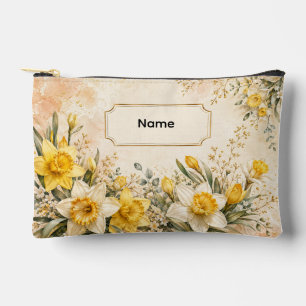 Pochette À Accessoires Narcisse fleur de naissance de mars personnalisée