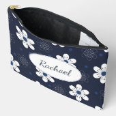 Pochette À Accessoires Navy Blue Pretty Floral Personalised (Ouvrir)